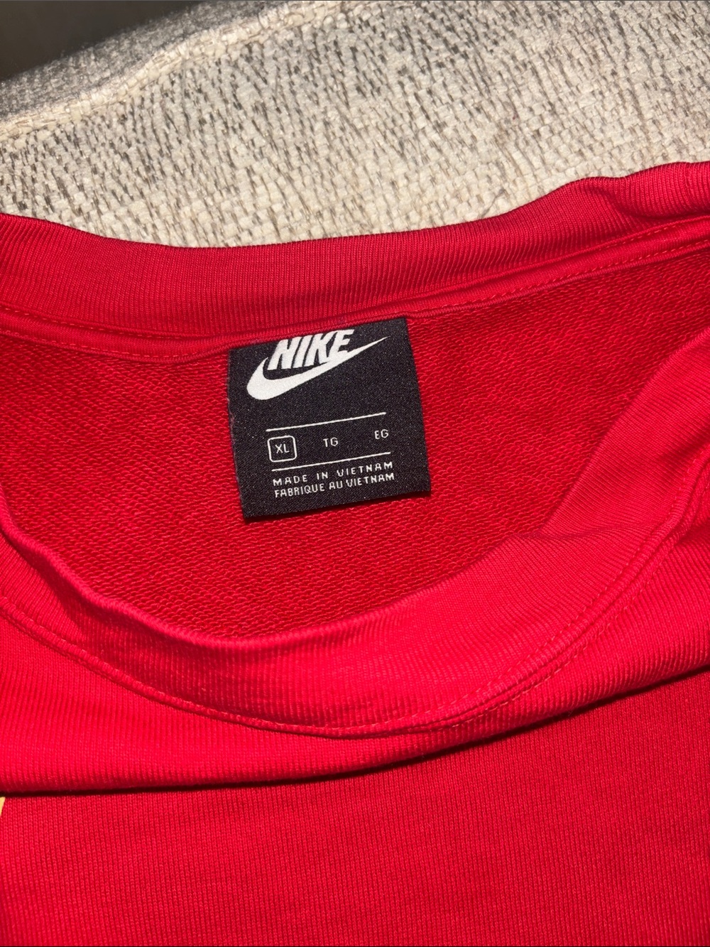 Nike Red Crewneck with Leopard-Print Swoosh - Picture 2 of 4